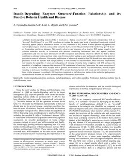 Insulin-Degrading Enzyme: Structure-Function Relationship and Its Possible Roles in Health and Disease