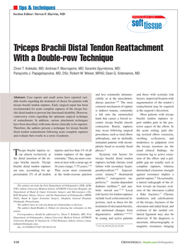 Triceps Brachii Distal Tendon Reattachment with a Double-Row Technique