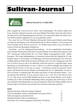 Sullivan-Journal Nr. 13 (Juli 2015)