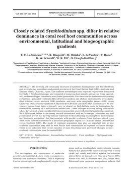 Closely Related Symbiodinium Spp. Differ in Relative Dominance in Coral Reef Host Communities Across Environmental, Latitudinal and Biogeographic Gradients