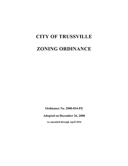 City of Trussville Zoning Ordinance No.2000-034-PZ, As Amended