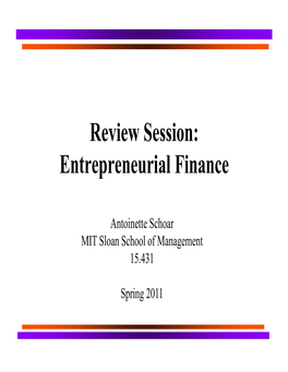 Entrepreneurial Finance