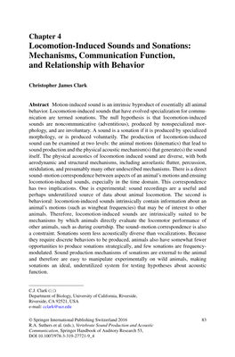 Locomotion-Induced Sounds and Sonations: Mechanisms, Communication Function, and Relationship with Behavior