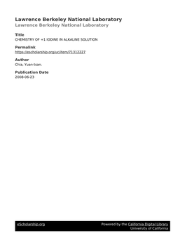 Chemistry of +1 Iodine in Alkaline Solution