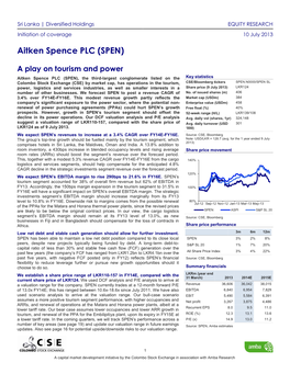 Aitken Spence PLC (SPEN)