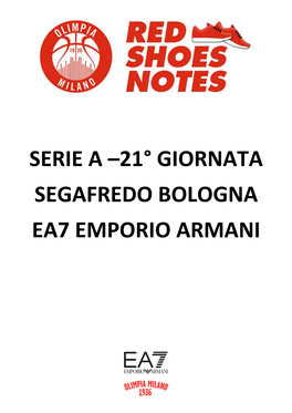 21° Giornata Segafredo Bologna Ea7 Emporio Armani