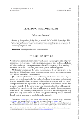 Defending Phenomenalism