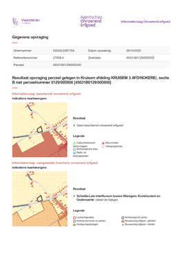 Resultaat Opvraging Perceel Gelegen in Kruisem Afdeling KRUISEM 3 AFD/NOKERE/, Sectie B Met Perceelnummer 0129/00D000 [45031B0129/00D000]