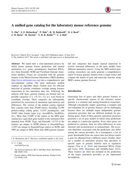 A Unified Gene Catalog for the Laboratory Mouse Reference Genome