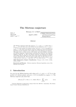 The Mertens Conjecture