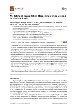 Modeling of Precipitation Hardening During Coiling of Nb–Mo Steels