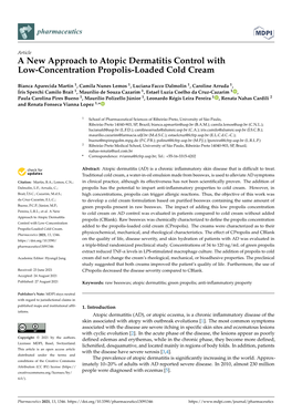 A New Approach to Atopic Dermatitis Control with Low-Concentration Propolis-Loaded Cold Cream