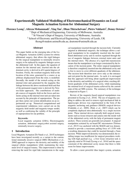 Experimentally Validated Modelling of Electromechanical Dynamics on Local Magnetic Actuation System for Abdominal Surgery