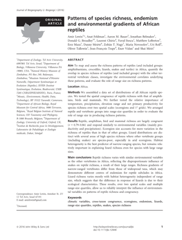 Patterns of Species Richness, Endemism and Environmental Gradients of African Reptiles