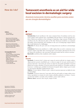 Tumescent Anesthesia As an Aid for Wide Local Excision in Dermatologic Surgery