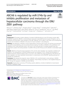 ABCA8 Is Regulated by Mir-374B-5P and Inhibits Proliferation And