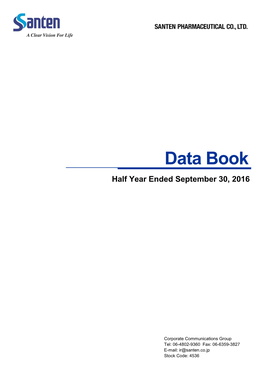 Data Book Half Year Ended September 30, 2016