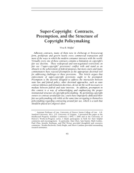 Contracts, Preemption, and the Structure of Copyright Policymaking