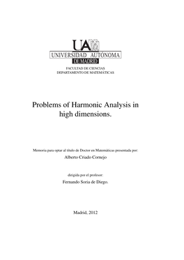 Problems of Harmonic Analysis in High Dimensions