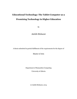 Educational Technology: the Tablet Computer As A