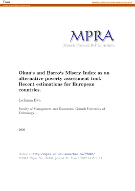 Okun's and Barro's Misery Index As