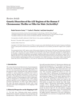 Genetic Dissection of the AZF Regions of the Human Y Chromosome: Thriller Or Filler for Male (In)Fertility?