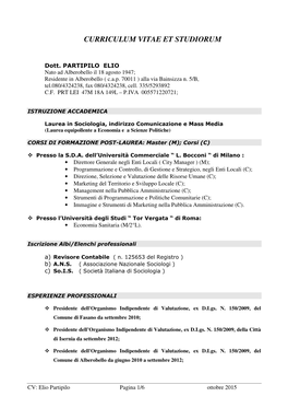 Curriculum Vitae Et Studiorum