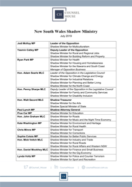 New South Wales Shadow Ministry July 2019