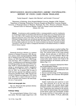 Spontaneous Granulomatous Amebic Encephalitis : Report of Four Cases from Thailand