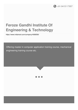 Feroze Gandhi Institute of Engineering & Technology