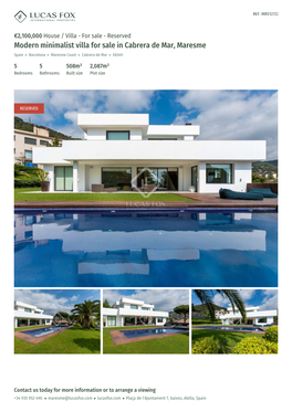 Modern Minimalist Villa for Sale in Cabrera De Mar, Maresme Spain » Barcelona » Maresme Coast » Cabrera De Mar » 08349