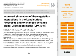 Parameterisation of Fire in LPX1 Vegetation Model