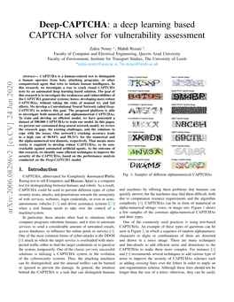 A Deep Learning Based CAPTCHA Solver for Vulnerability Assessment