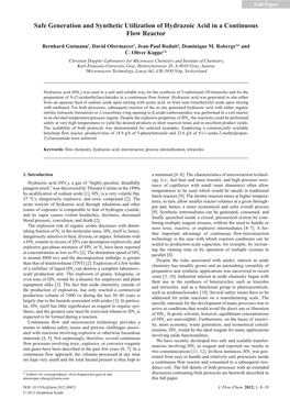 Safe Generation and Synthetic Utilization of Hydrazoic Acid in a Continuous Flow Reactor