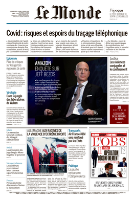 Journal LE MONDE Du Dimanche 26 Et Lundi 27 Avril 2020