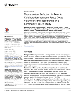 Taenia Solium Infection in Peru: a Collaboration Between Peace Corps Volunteers and Researchers in a Community Based Study