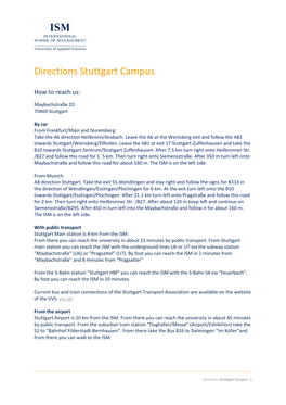 Directions Stuttgart Campus