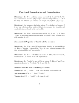 Functional Dependencies and Normalization