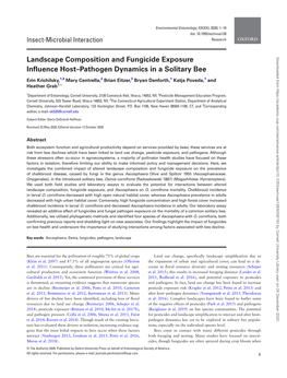 Landscape Composition and Fungicide Exposure Influence Host