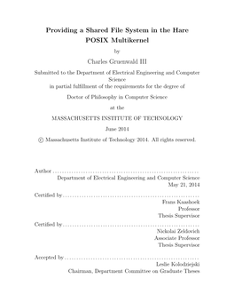 Providing a Shared File System in the Hare POSIX Multikernel Charles