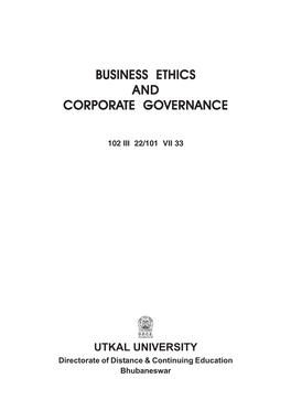 Business Ethics and Corporate Governance