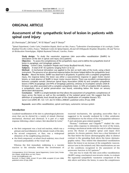 Assessment of the Sympathetic Level of Lesion in Patients with Spinal Cord Injury