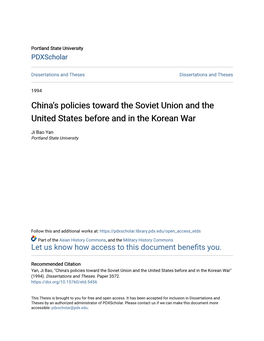 China's Policies Toward the Soviet Union and the United States Before and in the Korean War