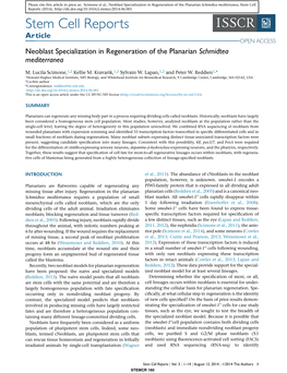 Neoblast Specialization in Regeneration of the Planarian