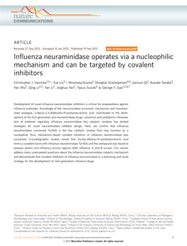 Influenza Neuraminidase Operates Via a Nucleophilic Mechanism and Can