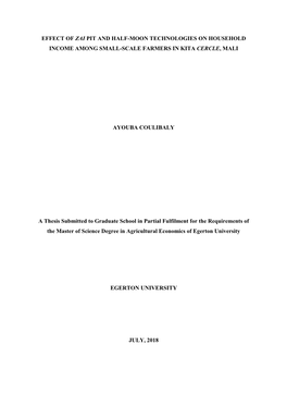 Effect of Zai Pit and Half-Moon Technologies on Household Income Among Small-Scale Farmers in Kita Cercle, Mali