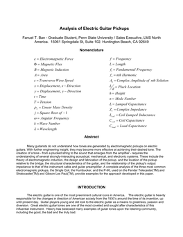 Analysis of Electric Guitar Pickups