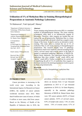 Utilization of 1% of Methylene Blue in Staining Histopathological Preparations at Anatomic Pathology Laboratory