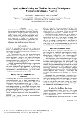 Applying Data Mining and Machine Learning Techniques to Submarine Intelligence Analysis