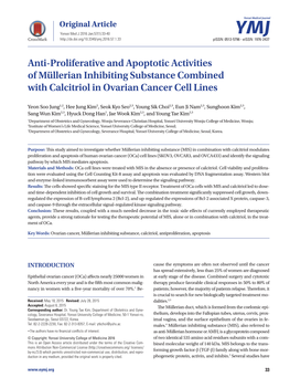 Anti-Proliferative and Apoptotic Activities of Müllerian Inhibiting Substance Combined with Calcitriol in Ovarian Cancer Cell Lines